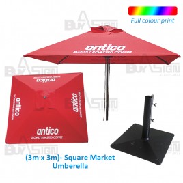 3M Square Cafe Umbrella, Logo Print NOT Included